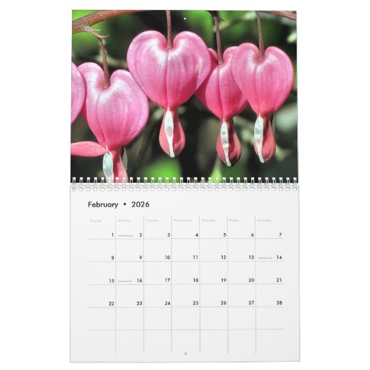 Calendrier Flowers calendar 2026 (Feb 2026)
