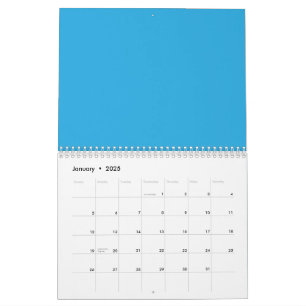 Calendrier fond bleu avec chat noir et blanc sur