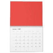 Calendrier Fond Uni Rouge Clair | Design Moderne (Jan 2027)