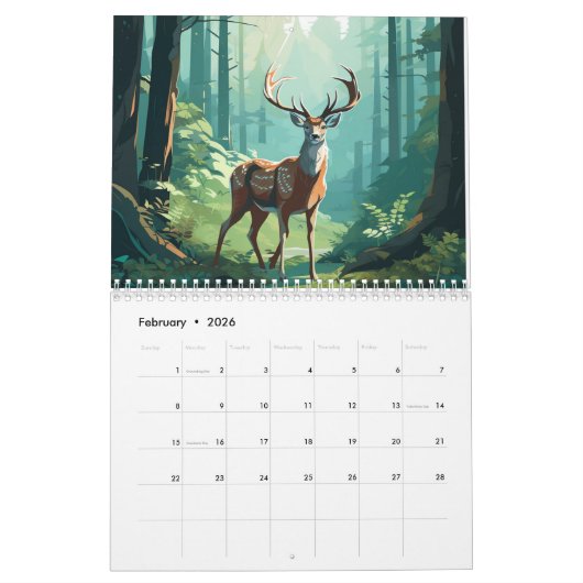Calendrier Forest Deers 2026 (Feb 2026)