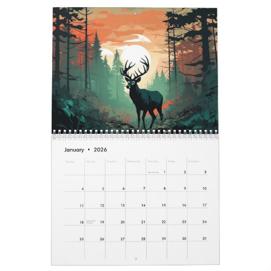 Calendrier Forest Deers 2026 (Jan 2026)