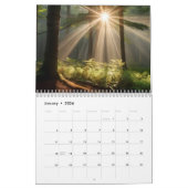 Calendrier Forêt d'automne avec poutres de soleil (Jan 2026)