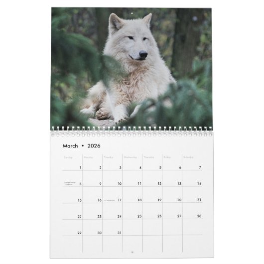 Calendrier Forêt de loups en colère (Mar 2026)