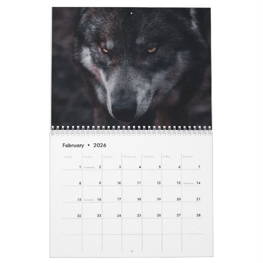 Calendrier Forêt de loups en colère (Feb 2026)