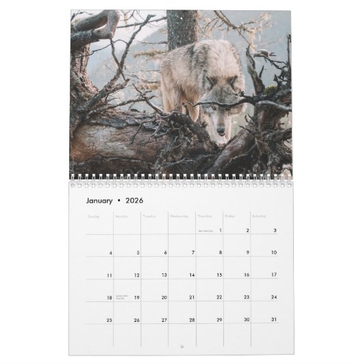 Calendrier Forêt de loups en colère (Jan 2026)