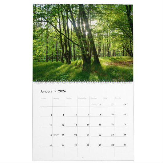 Calendrier Forêt verte (Jan 2026)