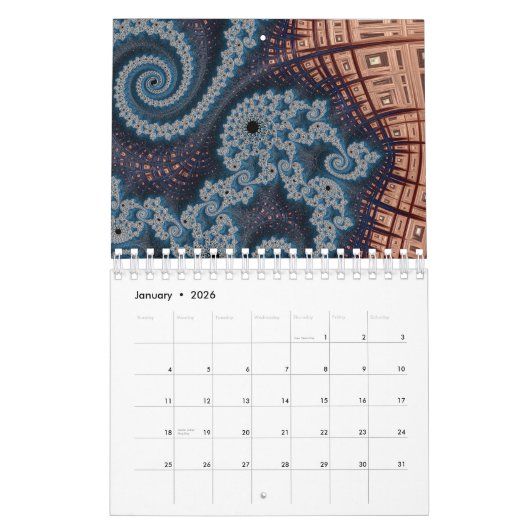 Calendrier fractale mandelbrot (Jan 2026)