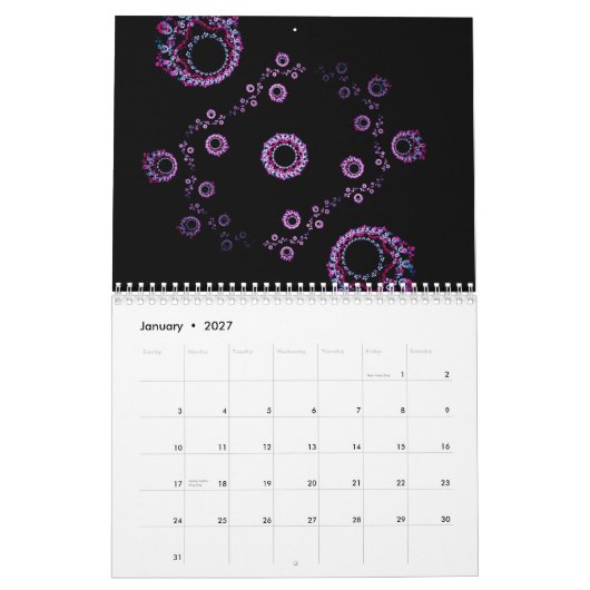 Calendrier Fractales pour 2015 v2 (Jan 2027)