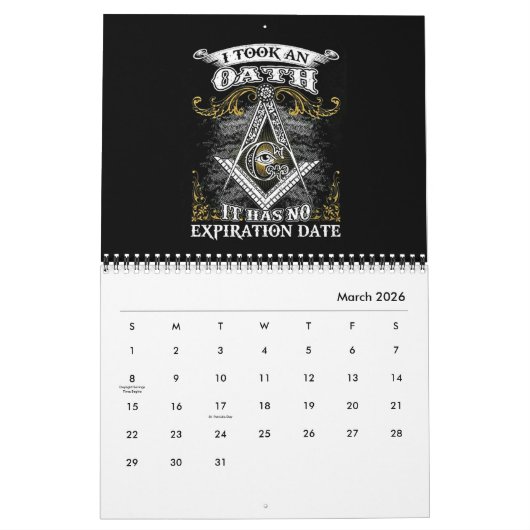 Calendrier Freemason (Mar 2026)