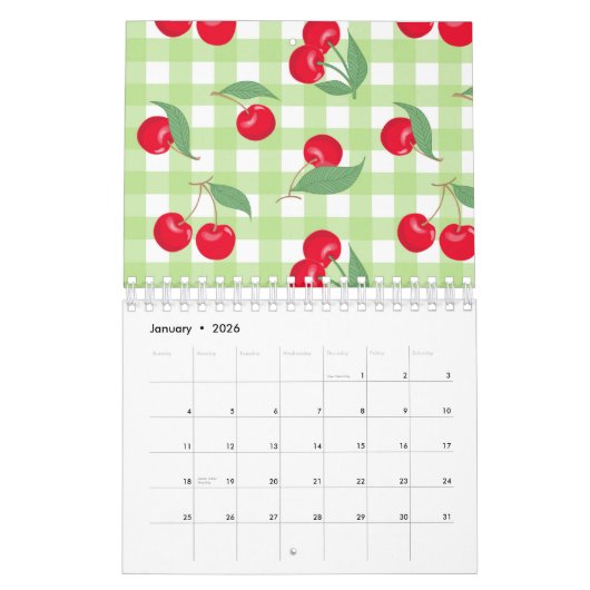 Calendrier Fruit rouge Fruit vert Feuilles Pastel Lumberjack (Jan 2026)