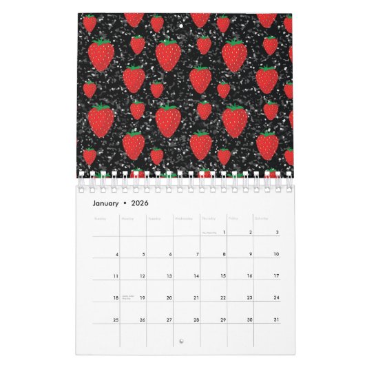 Calendrier Fruits de fraises rouges Amateurs de baies sucrées (Jan 2026)