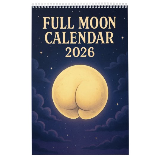 Calendrier Full Moon Animals 2026 Funny Wall Calendar (Protection)