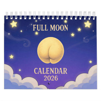 Calendrier Full Moon Animals 2026 Funny Wall Calendar