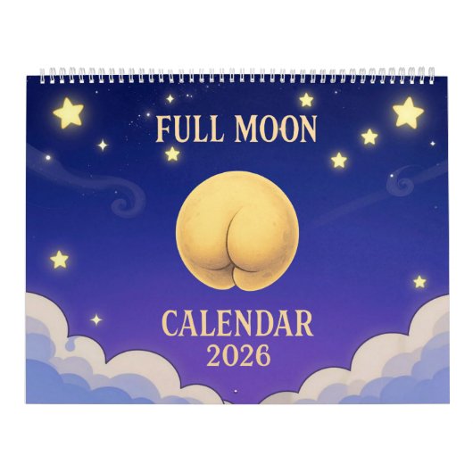 Calendrier Full Moon Animals 2026 Funny Wall Calendar (Protection)