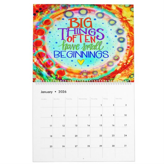 Calendrier Fun Inspirationnel Vibes Positives Inspiribilité (Jan 2026)