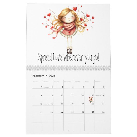 Calendrier Fun & Quirky Dessin de filles (Feb 2026)