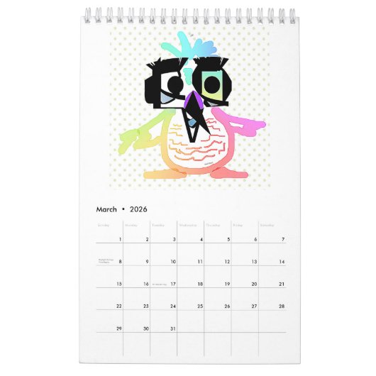 Calendrier FUNNY BIRD (Mar 2026)
