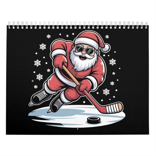 Calendrier Funny Christmas Santa Playing Ice Hockey Xmas  (Protection)