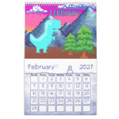 Calendrier Funny Pixel Gamer Pixelated- Dinosaur Illustration (Feb 2027)