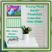 Calendrier Funny Pixel Gamer Pixelated- Dinosaur Illustration
