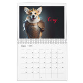 Calendrier Funny Warrior Dog Lovers 2026 Wall Calendar (Mar 2026)