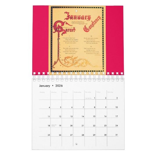 Calendrier Gemmes d'Anniversaire (Jan 2026)