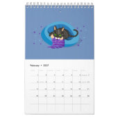 Calendrier géométrique illustré de chat (Feb 2027)