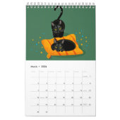 Calendrier géométrique illustré de chat (Mar 2026)