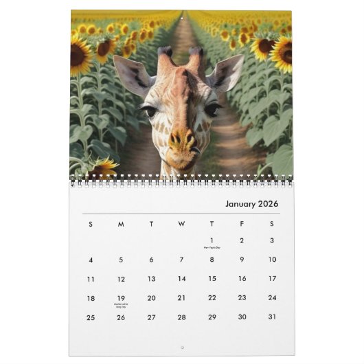 Calendrier Girafes et tournesols 2025 (Jan 2026)