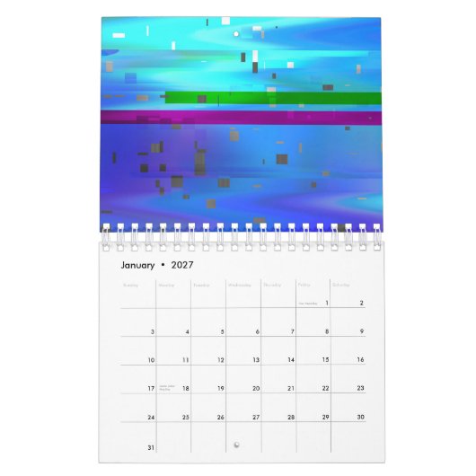 Calendrier Glitch Art Pixels Vaporwave Aesthetic Analog Fault (Jan 2027)