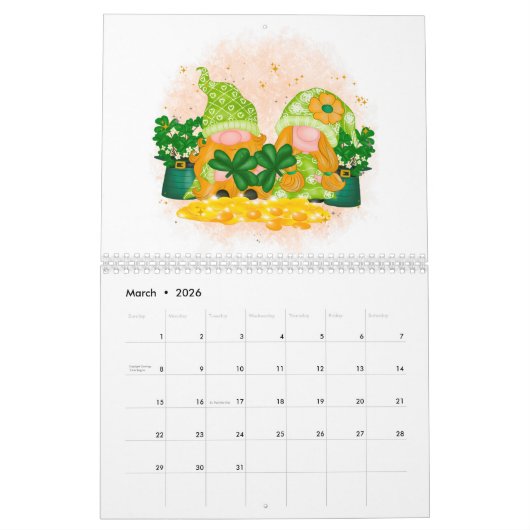 Calendrier Gnome Mignonne Whimsical Adorable Toute (Mar 2026)