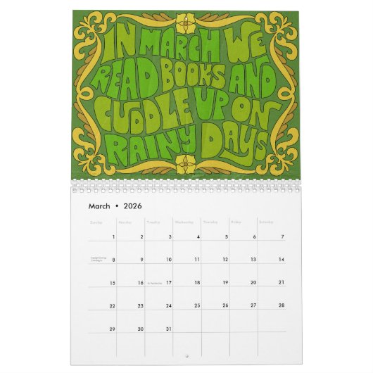 Calendrier Go For It! Groovy Lettering Calendar (Mar 2026)
