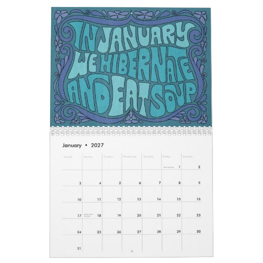 Calendrier Go For It! Groovy Lettering Calendar (Jan 2027)