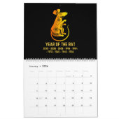 Calendrier Gold Gradient chinois Zodiac Animal Noir (Jan 2026)