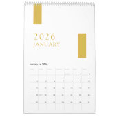 Calendrier Gold Minimalist Modern 2026 Wall Calendar (Jan 2026)