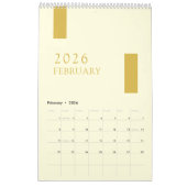 Calendrier Gold Minimalist Modern 2026 Wall Calendar (Feb 2026)