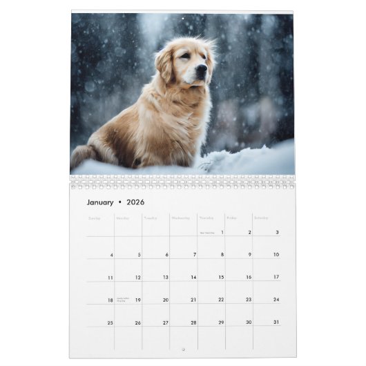 Calendrier Golden Retriever 2023 Monthly Wall Calendar (Jan 2026)