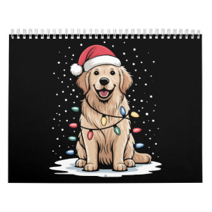 Calendrier Golden Retriever Père Noël Arbre de Noël Lumières 