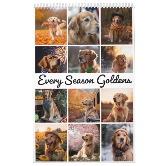 Calendrier Golden Retrivers Pour Chaque Saison (Protection)