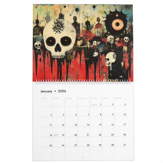 Calendrier Goth Art Brut 2025 (Jan 2026)