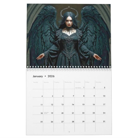 Calendrier Gothic Angels 2026 Calendar (Jan 2026)