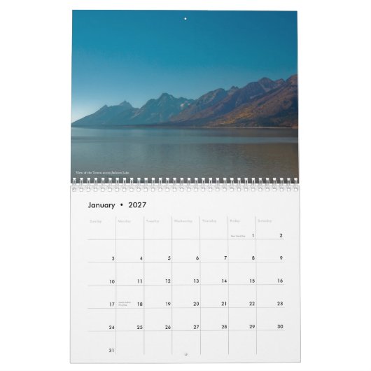 Calendrier grand de Teton et de Yellowstone (Jan 2027)