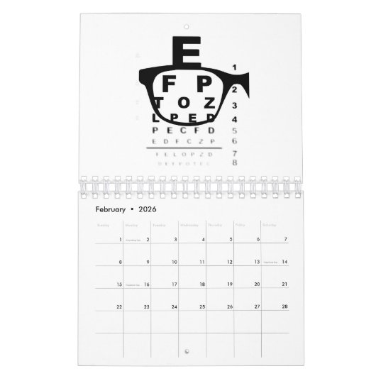 Calendrier Graphique de test oculaire flou (Feb 2026)