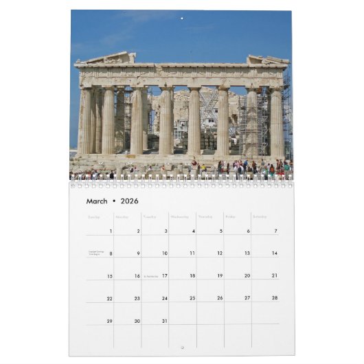 Calendrier Grèce 2026 (Mar 2026)