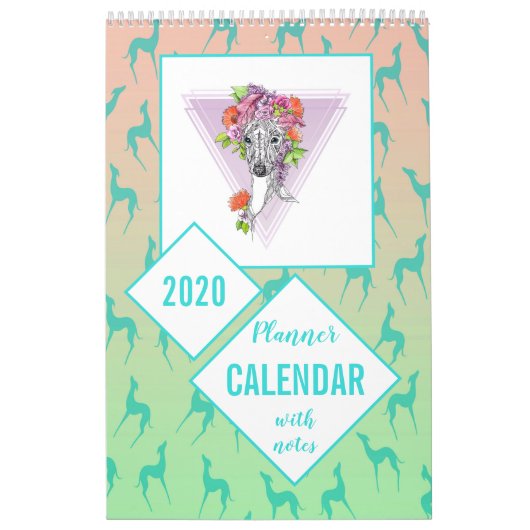 Calendrier Greyhound whippet Amoureux de les chiens Custom ph (Protection)