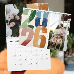 Calendrier Grille de photos à deux tons et blocs de couleurs