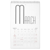 Calendrier Gris et blanc minimaliste (Mar 2026)