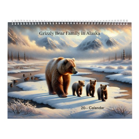 Calendrier Grizzly Bear Mother Cubs Alaska Wildlife Calendar (Protection)