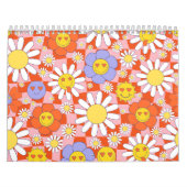 Calendrier Groovy Daisy Floral Damier, Y2K 90s (Protection)