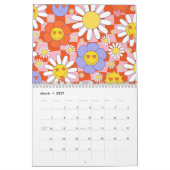 Calendrier Groovy Daisy Floral Damier, Y2K 90s (Mar 2027)